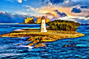 Bahamas Lighthouse with Resort Pop